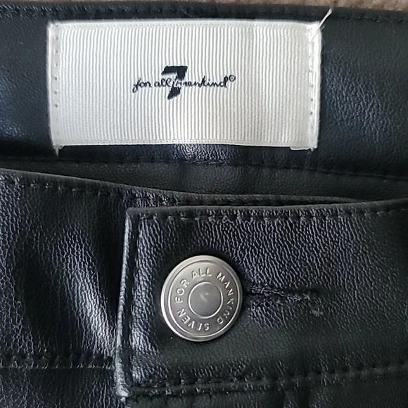 7 For All Mankind Faux Leather Straight Leg Pants, Size 31, Color Black - Picture 9 of 12